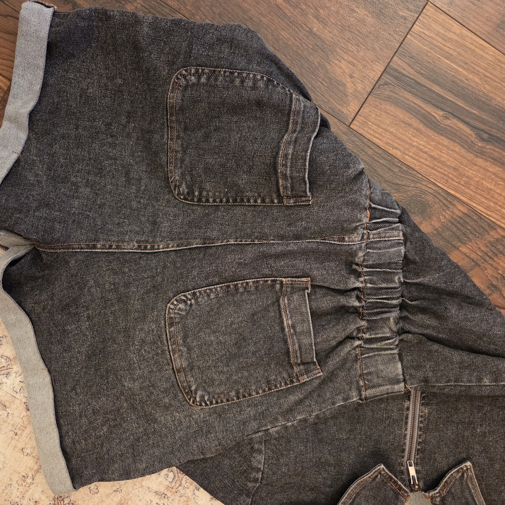Black Denim One Piece Romper - Picture 3 of 4